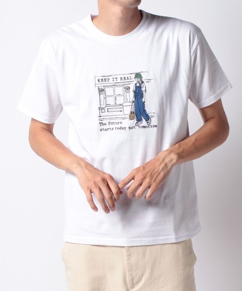 Amerikaya(Amerikaya)/【アメリカ屋】【WEB限定】ラフ画 刺繍 プリント 半袖 Tシャツ   /img11