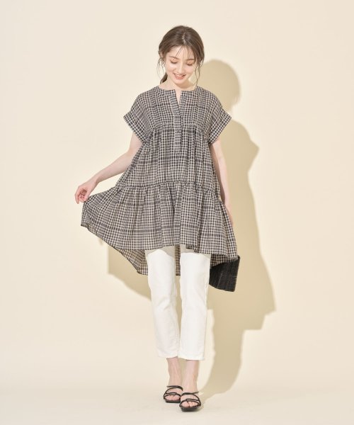 tocco closet(トッコクローゼット)/スキッパー麻ライクパターンチュニックブラウス/img04