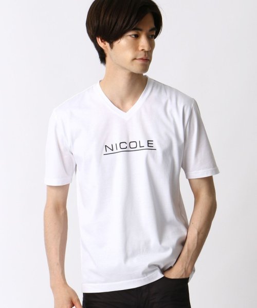 NICOLE CLUB FOR MEN(ニコルクラブフォーメン)/ダブルシルケットロゴプリントTシャツ/img03