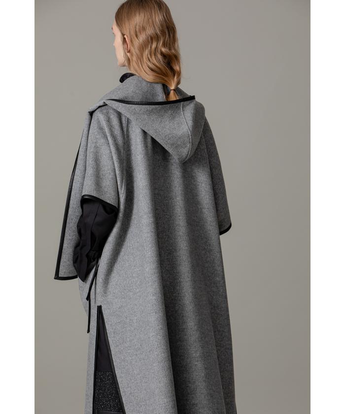 美品 アドーア ADORE コート ポンチョ ケープ ウール マント グレー M