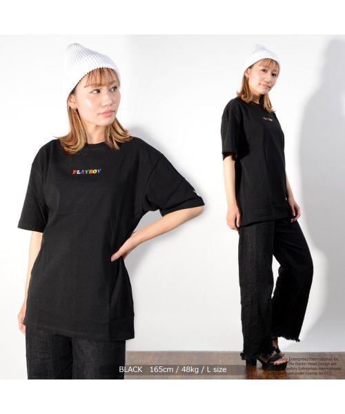 セール Playboy レインボーロゴ刺繍 Tシャツ プレイボーイ Tシャツ メンズ 半袖 レディース 半袖tシャツ ブランド Tシャツ トップス 綿100 ロゴt ワンフォークロージング 1111clothing Magaseek