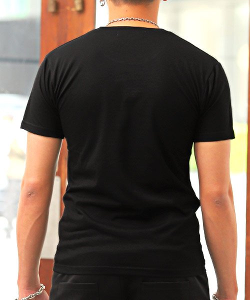 LUXSTYLE(ラグスタイル)/RUMSODAロゴプリントラインストーンTシャツ/Tシャツ メンズ 半袖 ロゴ プリント ラインストーン/img01