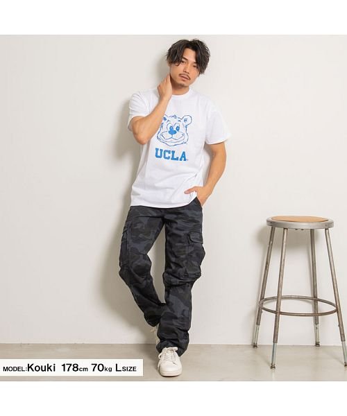 SB Select(エスビーセレクト)/UCLA ベアフェイスロゴプリントクルーネック半袖ビッグTシャツ ユーシーエルエー Tシャツ メンズ カレッジロゴ ルーズシルエット カルフォルニア ロサンゼル/img01