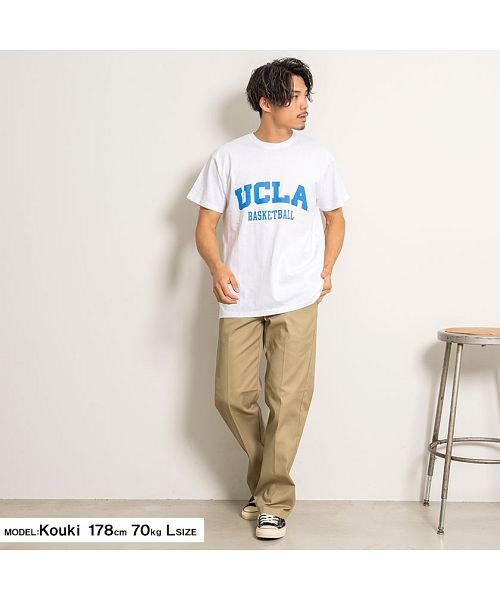 SB Select(エスビーセレクト)/UCLA ロゴプリントクルーネック半袖ビッグTシャツ ユーシーエルエー Tシャツ メンズ カレッジロゴ ルーズシルエット カルフォルニア ロサンゼルス トップス/img01