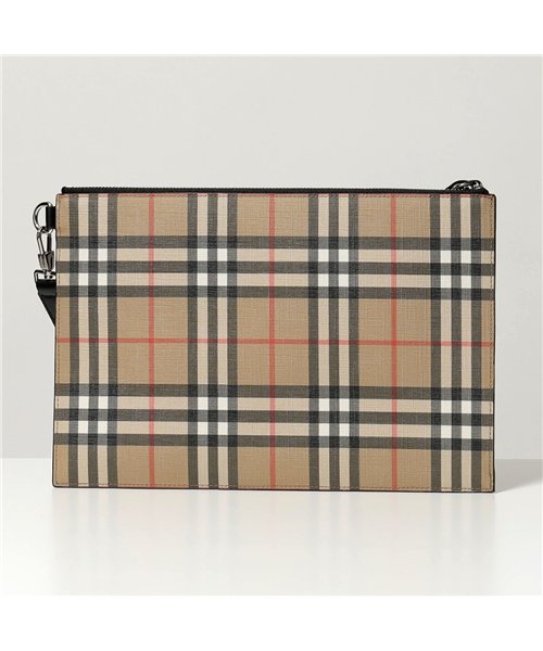 BURBERRY(バーバリー)/【BURBERRY(バーバリー)】8016615 バーバリーチェック クラッチバッグ フラットポーチ リストレット付き ARCHIVE/BEIGE 鞄 メンズ/img01