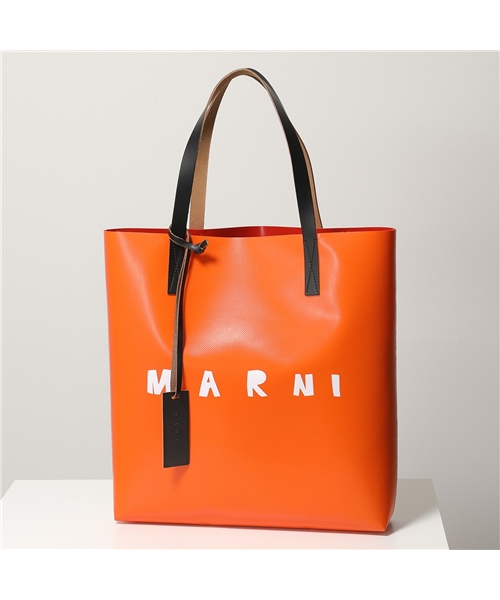 【MARNI(マルニ)】SHMPQ10A06 P3660 コーティングPVC ショッピングバッグ バイカラー トートバッグ ロゴ 鞄 Z2N32  レディース メ