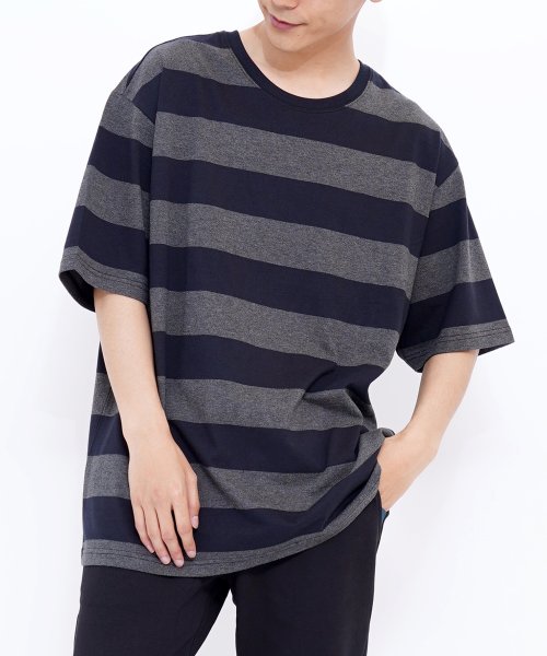 GIORDANO(ジョルダーノ)/GIORDANO/ワイドピッチボーダリラックスフィット半袖Tシャツ/img07