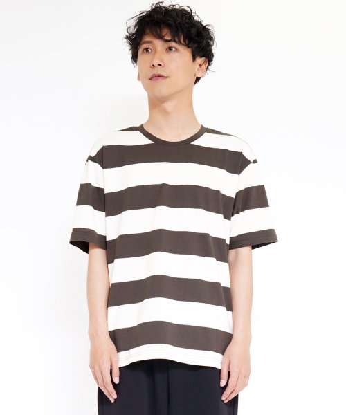 GIORDANO(ジョルダーノ)/GIORDANO/ワイドピッチボーダリラックスフィット半袖Tシャツ/img16