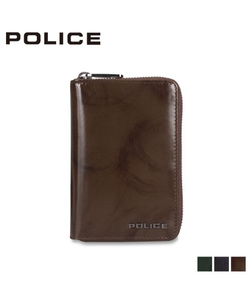 POLICE(ポリス)/ポリス POLICE 二つ折り財布 メンズ ラウンドファスナー 本革 SPAZZOLA MIDDLE WALLET ダーク ネイビー ブラウン グリーン PA－/img01