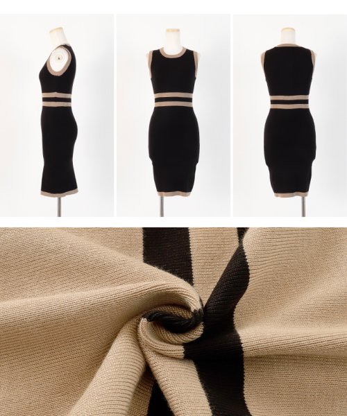バイカラーラインタイトニットワンピース アンビエント Ambient Magaseek
