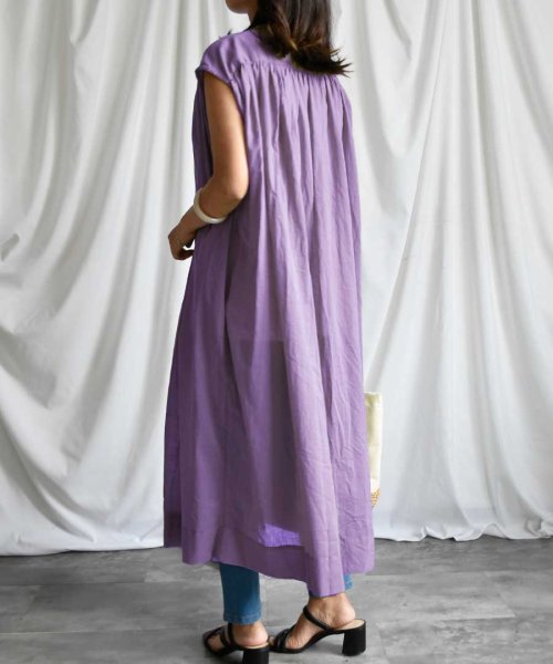 ARGO TOKYO(アルゴトウキョウ)/Cotton shirt sleeveless volume one－piece 2901402　コットンシャツスリーブレスボリュームワンピース　シャツワンピー/img10