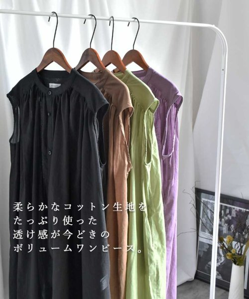 ARGO TOKYO(アルゴトウキョウ)/Cotton shirt sleeveless volume one－piece 2901402　コットンシャツスリーブレスボリュームワンピース　シャツワンピー/img19