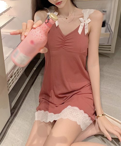 セール パジャマ キャミワンピース ルームウェア レディース 部屋着 寝巻き パッド付 レース切替 セクシー おしゃれ ショッピングゴー Shoppinggo Magaseek