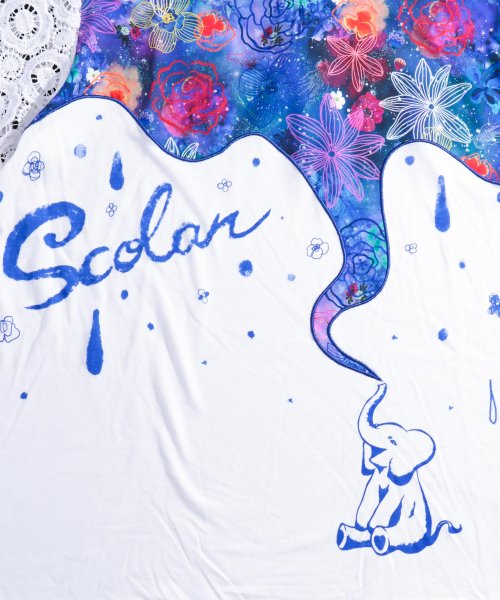 ScoLar(スカラー)/ゾウシャワー柄アップリケTシャツ/img01