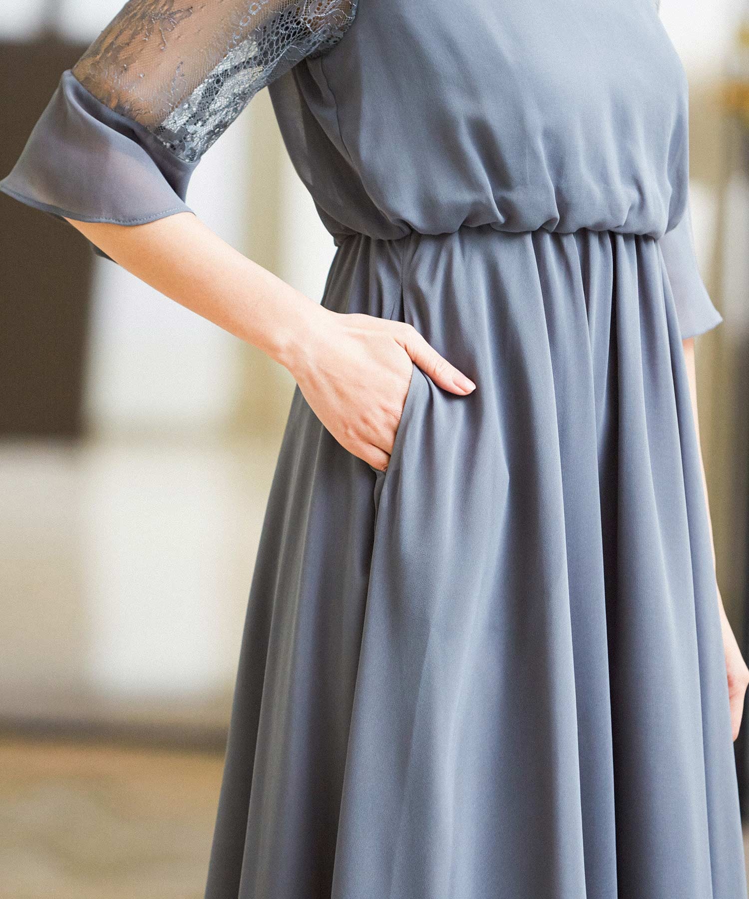 正規店仕入れの ルネ ワンピース 34 ネイビー25cans 結婚式 披露宴 フォーマル 人気特価激安