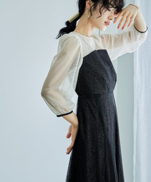 niana ニアナ 結婚式 ワンピース パーティードレス ビスチェ ラメ 無地 シアー チュール シフォン ゆったり 体型カバー シンプル ウエストゴム ロング ニアナ B79 size