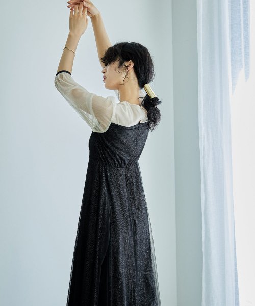 niana ニアナ 結婚式 ワンピース パーティードレス ビスチェ ラメ 無地 シアー チュール シフォン ゆったり 体型カバー シンプル ウエストゴム ロング ニアナ B79 size