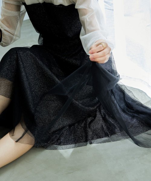 niana ニアナ 結婚式 ワンピース パーティードレス ビスチェ ラメ 無地 シアー チュール シフォン ゆったり 体型カバー シンプル ウエストゴム ロング ニアナ B79 size