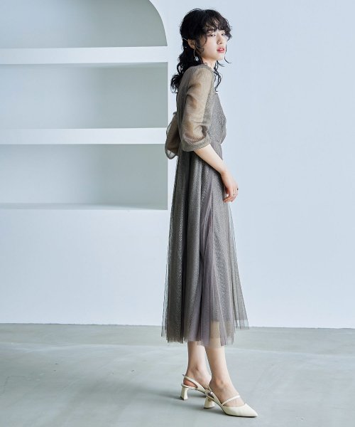 niana ニアナ 結婚式 ワンピース パーティードレス ビスチェ ラメ 無地 シアー チュール シフォン ゆったり 体型カバー シンプル ウエストゴム ロング ニアナ B79 size