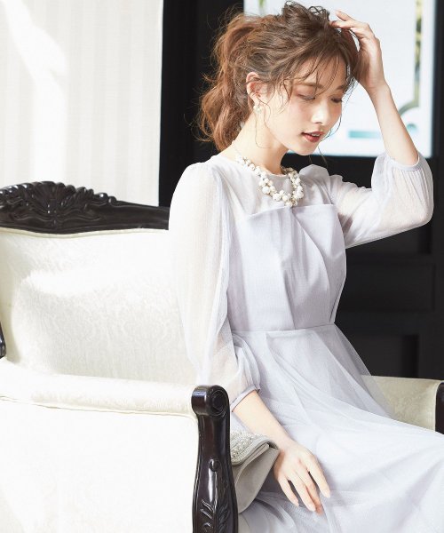 niana ニアナ 結婚式 ワンピース パーティードレス ビスチェ ラメ 無地 シアー チュール シフォン ゆったり 体型カバー シンプル ウエストゴム ロング ニアナ B79 size