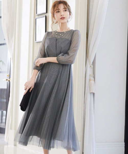 niana ニアナ 結婚式 ワンピース パーティードレス ビスチェ ラメ 無地 シアー チュール シフォン ゆったり 体型カバー シンプル ウエストゴム ロング ニアナ B79 size