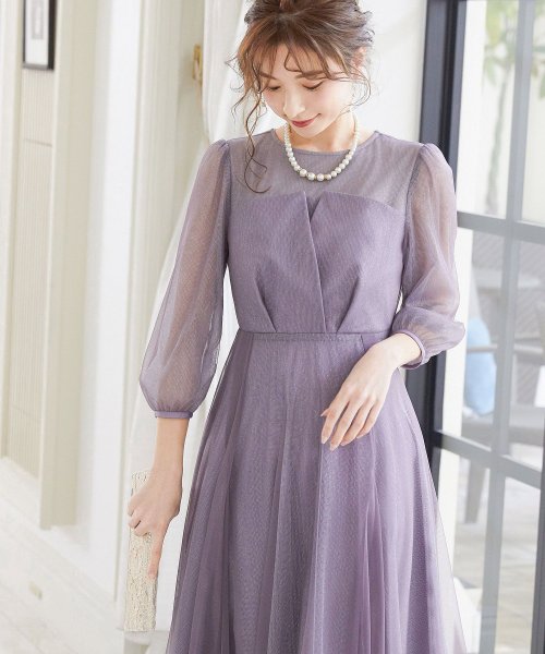 niana ニアナ 結婚式 ワンピース パーティードレス ビスチェ ラメ 無地 シアー チュール シフォン ゆったり 体型カバー シンプル ウエストゴム ロング ニアナ B79 size