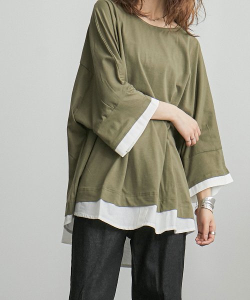 Fashion Letter(ファッションレター)/これ1枚着るだけで出せる洒落感。 レイヤードカットソー Tシャツ レディース カットソー ビッグシルエット 大きいサイズ M－L LL－3L 4L－5L ゆった/img20