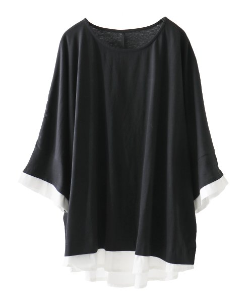 Fashion Letter(ファッションレター)/これ1枚着るだけで出せる洒落感。 レイヤードカットソー Tシャツ レディース カットソー ビッグシルエット 大きいサイズ M－L LL－3L 4L－5L ゆった/img37