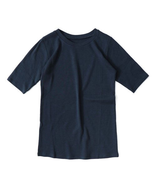 Fashion Letter(ファッションレター)/[M－4L]快適な着心地を実現。コットン100% 半袖 カットソー レディース Tシャツ インナー トップス 5分袖 シンプル 無地 色違い 伸びる 伸縮性 綿/img27