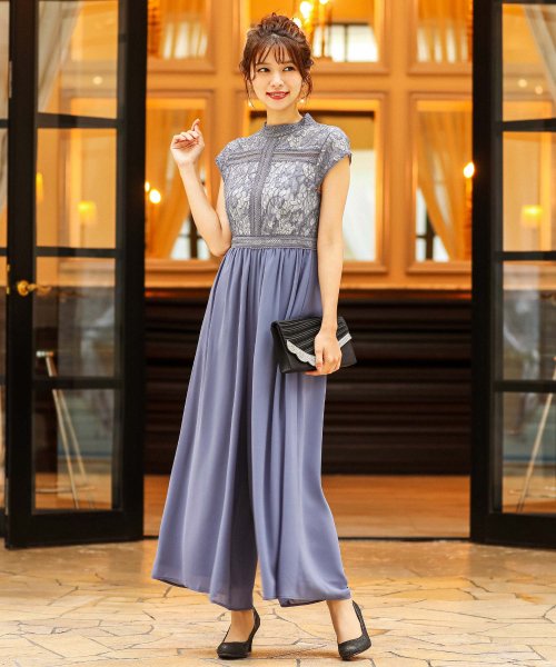 セール 10 Off 結婚式 ワンピース パンツドレス オールインワン サロペット パーティードレス ワイドパンツ パンツ レース ハイウエストロング丈半袖 袖あり 披露宴 ワンピー ニアナ Niana Magaseek