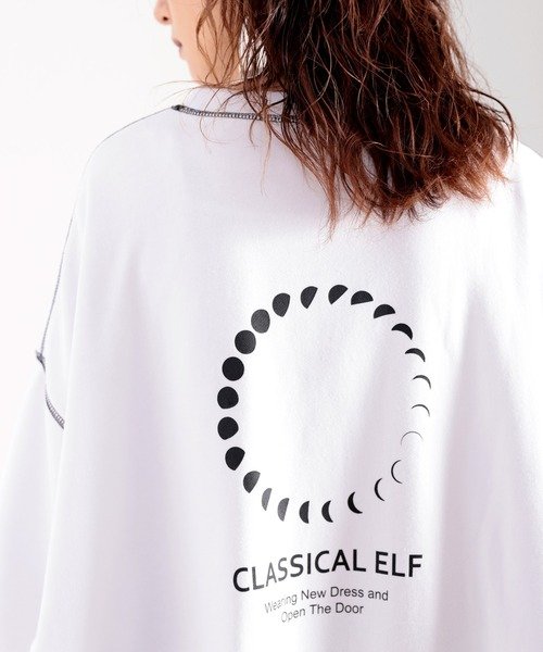 Classical Elf(クラシカルエルフ)/月グラフィックプリントで1+ 配色ステッチbigスウェット/img18