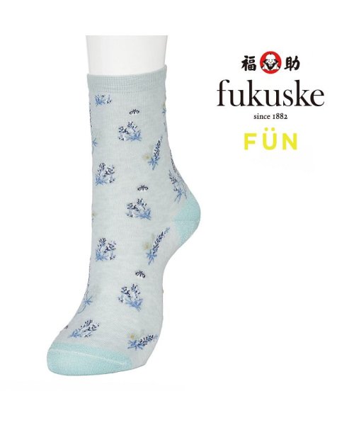 fukuske FUN(フクスケ ファン)/福助 公式 レディース fukuske FUN つま先かかとラメ 小花柄 クルー丈 ソックス/img01