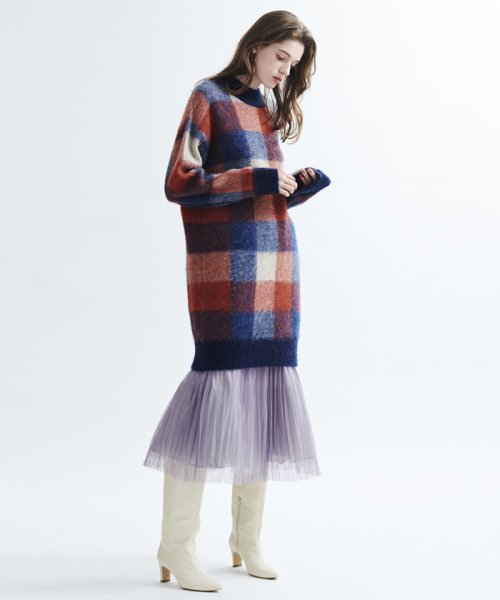 チェックジャガードニットワンピース ランバンオンブルー Lanvin En Bleu Magaseek チェックジャガードニットワンピース ランバンオンブルー Lanvin En Bleu Magaseek