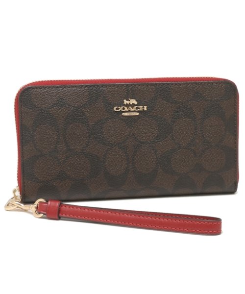 COACH(コーチ)/コーチ アウトレット 長財布 シグネチャー ブラウン レッド レディース COACH C4452 IMRVQ/img01