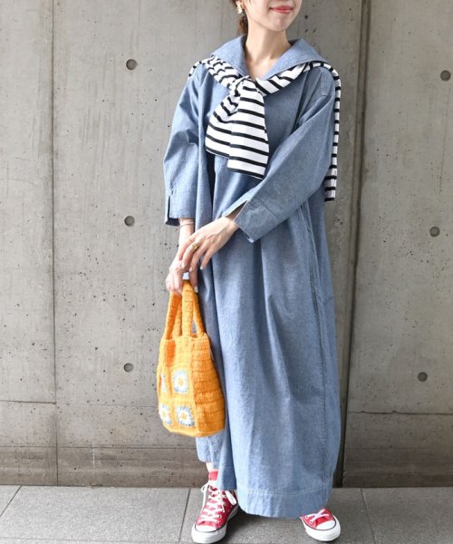 予約 Ships Any ウォッシャブル ダンガリー セーラーカラー ワンピース シップス エニィ ウィメンズ Ships Any Womens Magaseek
