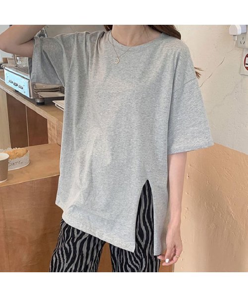 Beststore(ベストストア)/ベーシックTシャツクルーネックＶネックＴシャツ トップス 大きいサイズ 夏服 韓国ファッション シンプル半袖 無地 大人気可愛いtシャツ 抜け感 通勤t コット/img05