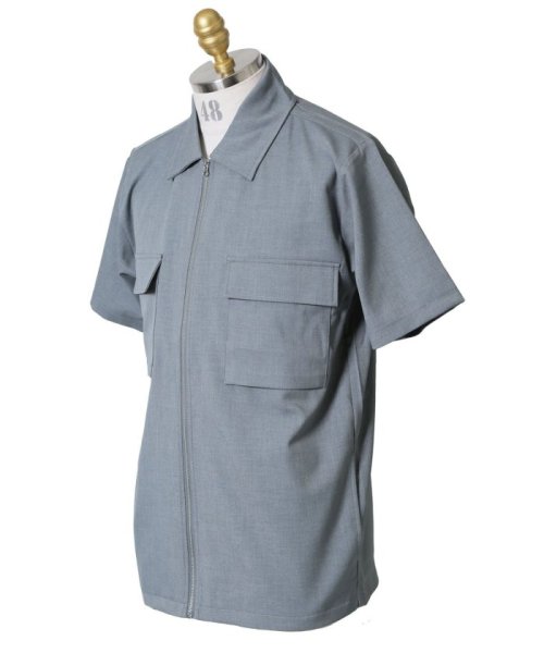 TAKA-Q(タカキュー)/ポリトロ Wポケット半袖ジップシャツ/img06