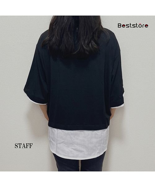 Beststore(ベストストア)/重ね着風Tシャツ レイヤード風 重ね着風カットソー 半袖夏 韓国ファッションtシャツ オーバーサイズ ゆったり カットソー シルエット レイヤード風カットソー夏/img26