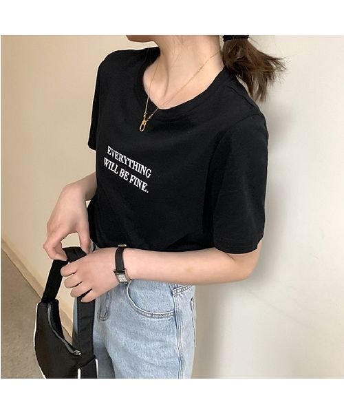 Beststore(ベストストア)/カラーロゴプリントTシャツ トップス 韓国ファッション ゆったりシルエット シンプル カジュアル 夏服 半袖  カットソー 無地 コットン 楽ちん/img13