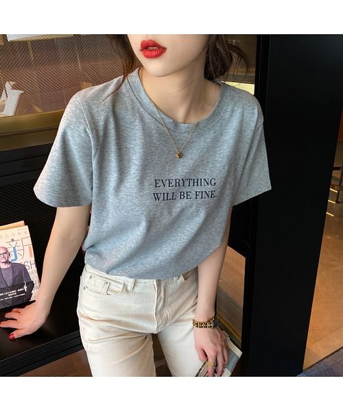 Beststore(ベストストア)/カラーロゴプリントTシャツ トップス 韓国ファッション ゆったりシルエット シンプル カジュアル 夏服 半袖  カットソー 無地 コットン 楽ちん/img17