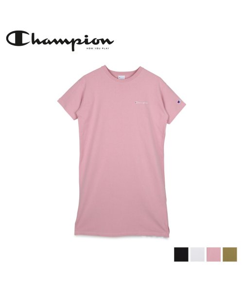 セール チャンピオン Champion ワンピース 半袖 Tシャツワンピース レディース Onepiece Dress ブラック ホワイト カーキ オフ ピンク 黒 白 チャンピオン Champion Magaseek