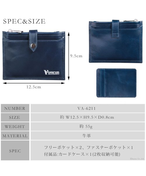 VACUA(ヴァキュア)/薄マチミニ財布 極薄 折財布 ショートウォレット フラグメントケース メンズ 紳士 本革 牛革 光沢 カードケース 箔押し VACUA VA－6211/img19