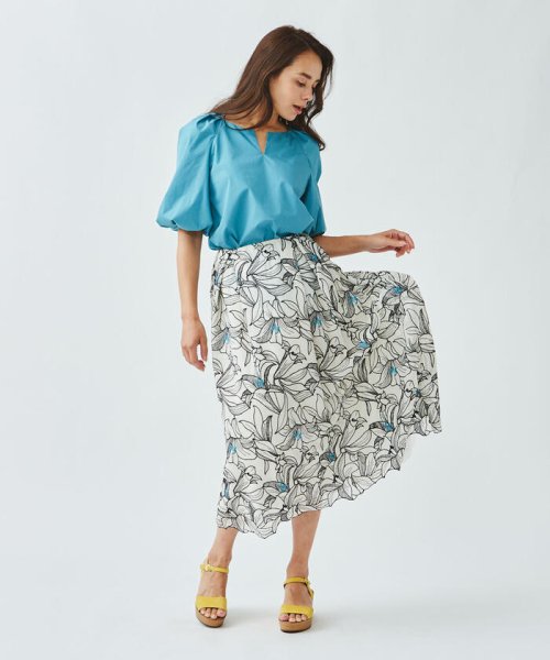 Viaggio Blu(ビアッジョブルー)/フラワー刺繍楊柳スカート/img23