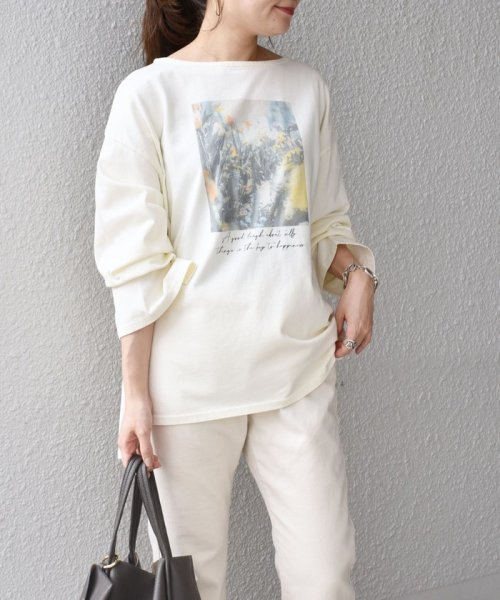 SHIPS WOMEN(シップス　ウィメン)/【WEB限定】スリットスリーブボートネックフォトTEE◇/img32