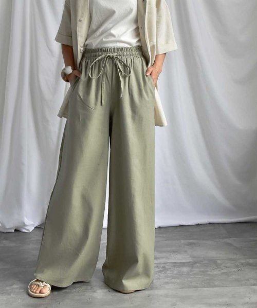 ARGO TOKYO(アルゴトウキョウ)/Cotton linen wide pants 22021　コットンリネンワイドパンツ　リネンパンツ　リネンワイドパンツ　ボトムス　イージーパンツ　ウエストゴム/img35