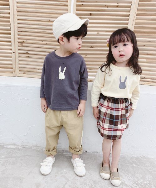 aimoha(aimoha（アイモハ）)/韓国子供服 かわいいワンポイントプリントロングT/img02