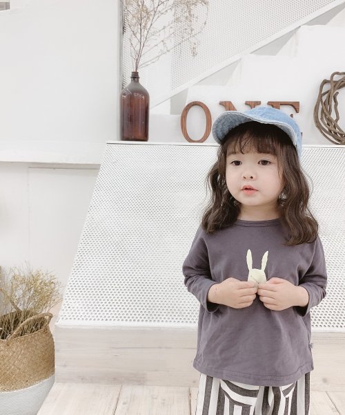 aimoha(aimoha（アイモハ）)/韓国子供服 かわいいワンポイントプリントロングT/img04
