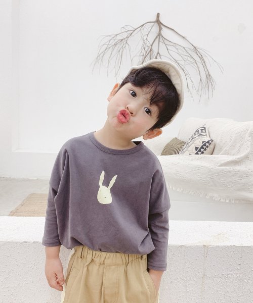 aimoha(aimoha（アイモハ）)/韓国子供服 かわいいワンポイントプリントロングT/img05