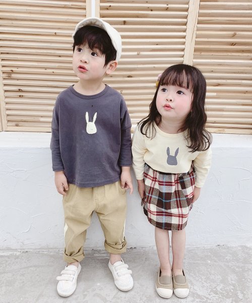 aimoha(aimoha（アイモハ）)/韓国子供服 かわいいワンポイントプリントロングT/img07