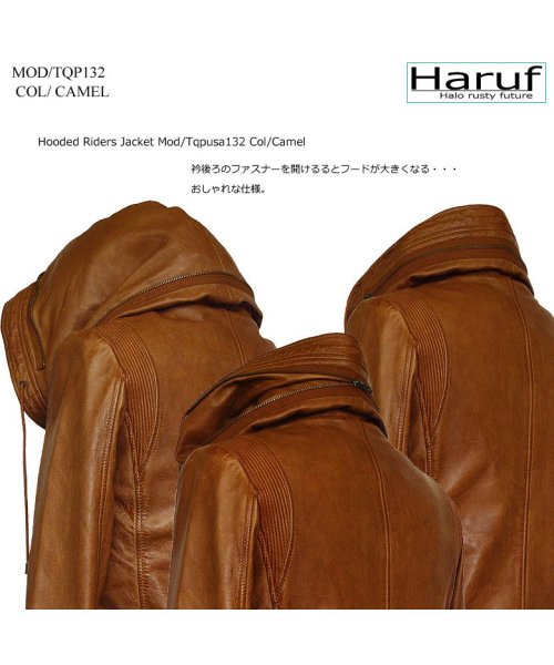 Haruf(ハルフ)/レザージャケット ライダースジャケット 革ジャン メンズ 本革 フード パーカー ラムレザー オイルレザー 皮ジャン シンプル TQPUSA132/img41